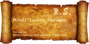 Mihálovits Salamon névjegykártya
